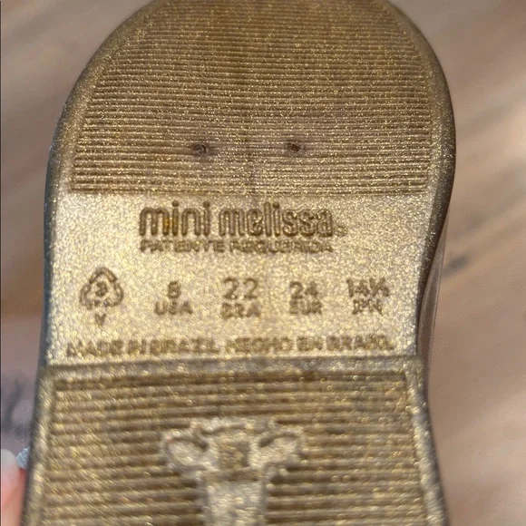 Mini Melissa Gold Belle Dress Shoes with Red Rose Accent - Picture 9 of 9